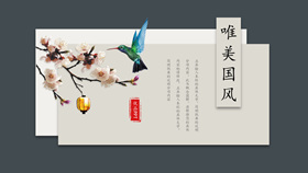 卡片花鸟唯美中国风PPT模板-叨客学习资料网