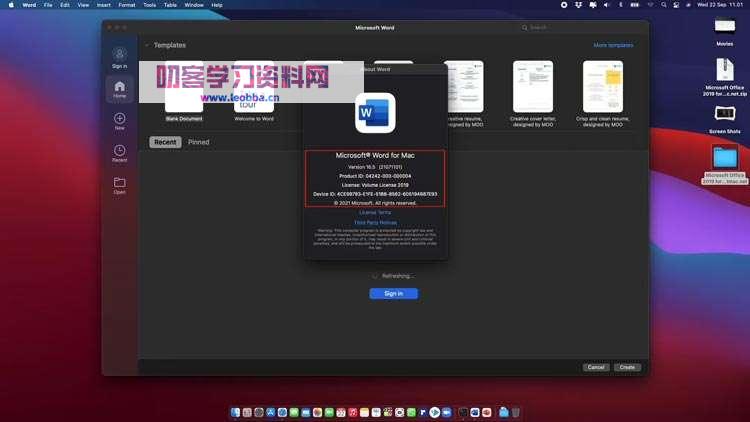 文档处理软-Microsoft Office 2021 for Mac破解版-叨客学习资料网