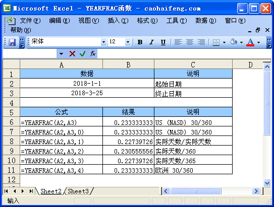 YEARFRAC函数语法及使用方法—excel技巧教程|叨客学习资料网-叨客学习资料网